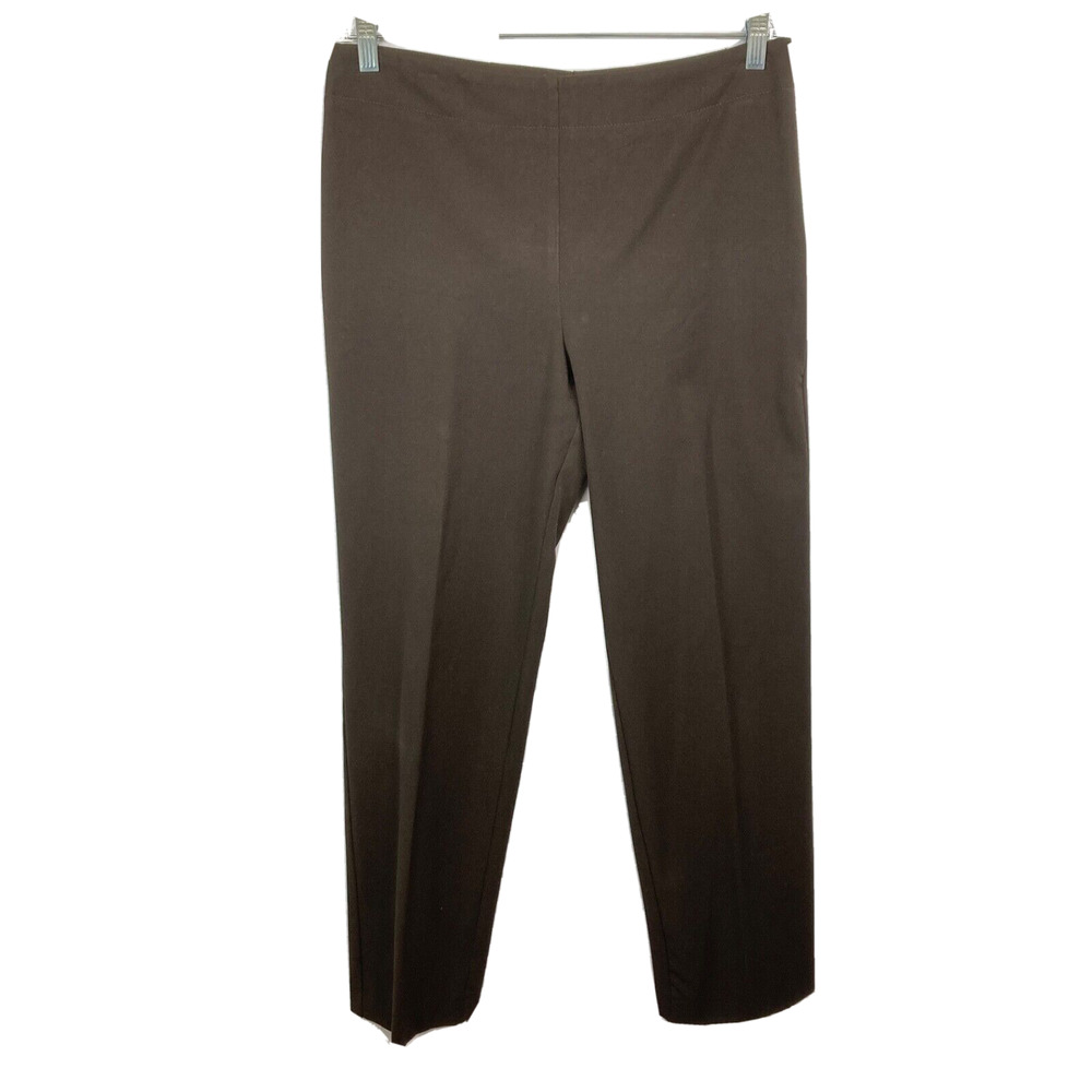 Talbots Pants Womens Sz 12 Brown Classic Side Zip Straight‎ Leg Stretch